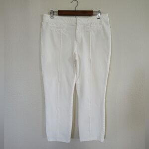 DKNYC Women's Cotton Stretch Size 12 White Mid-Rise Straight Leg Cropped Pants